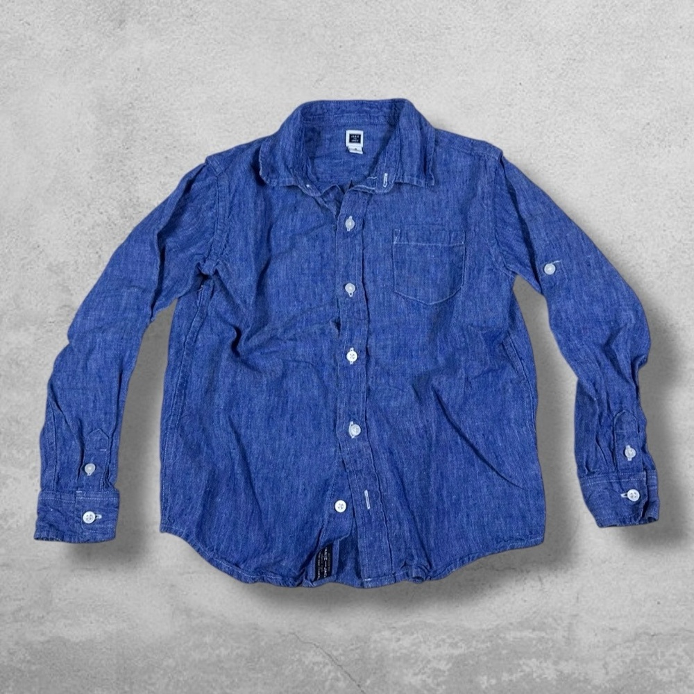 Janie & Jack Linen Long Sleeve Button Down Shirt